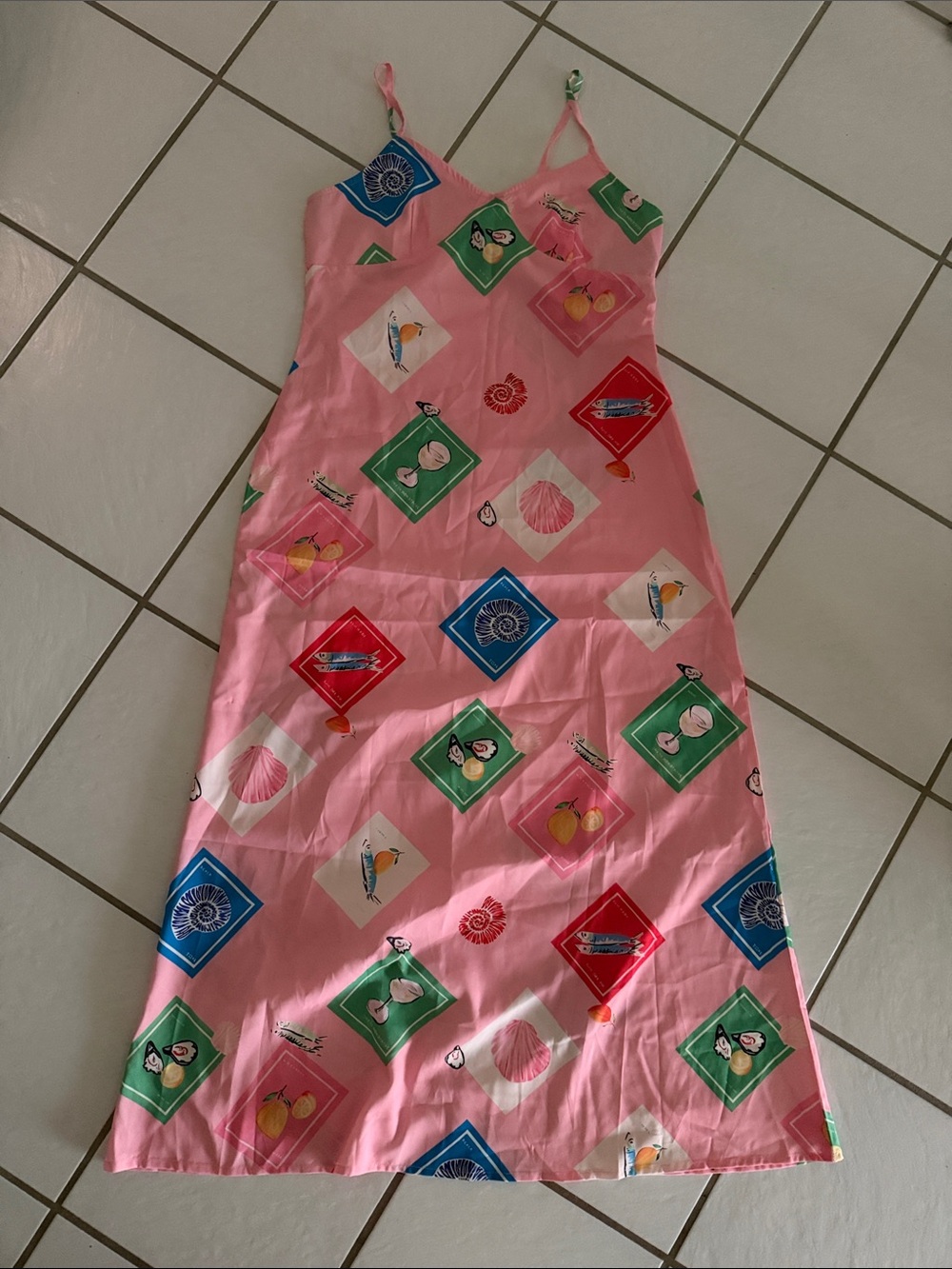 Pink Printed Midi Slip Dress